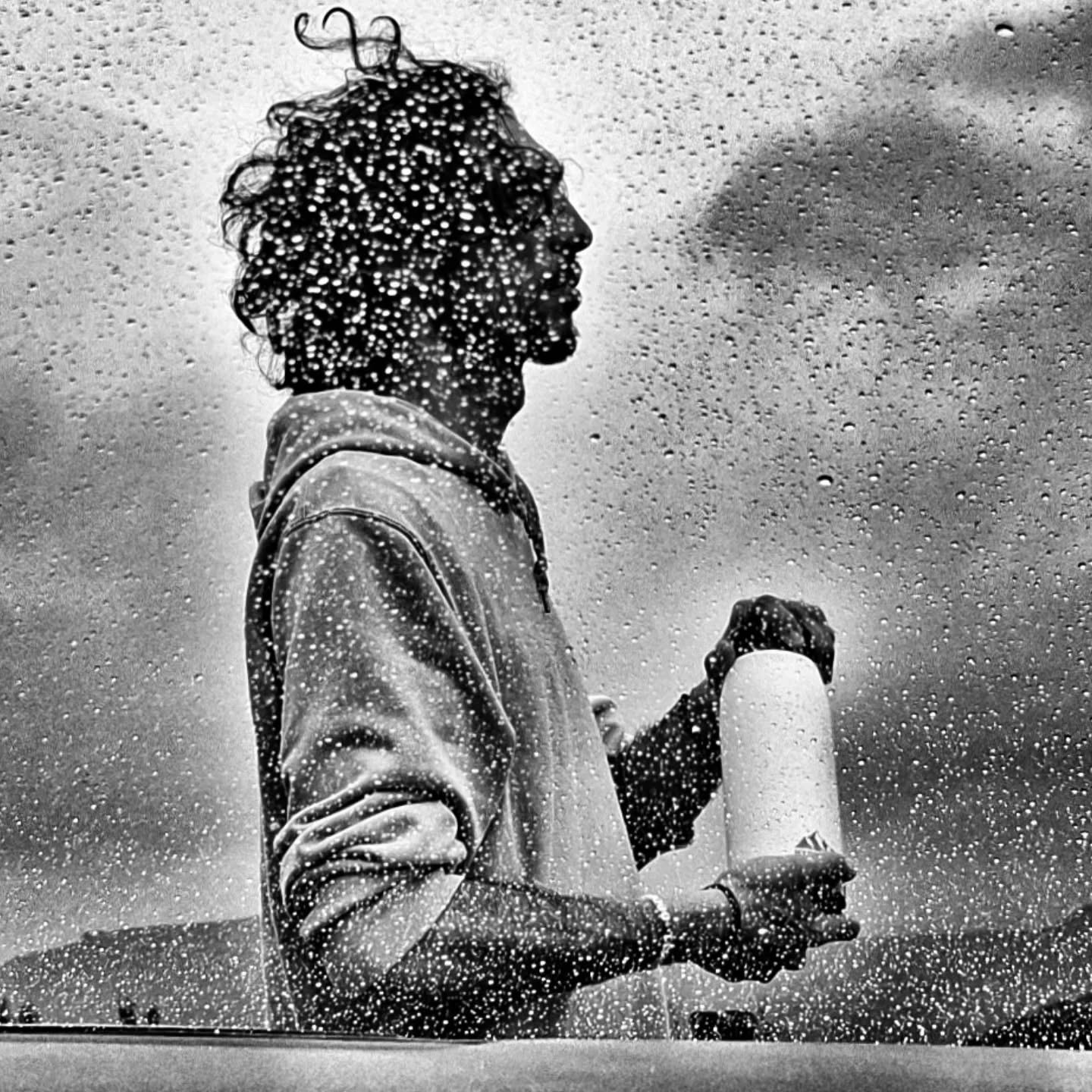 Photograph of raindrops on a window